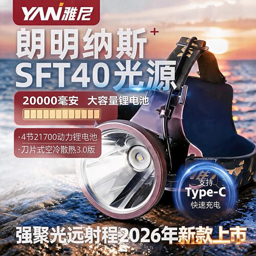 雅尼G32大光斑分体远射头灯头戴式大容量大功率高功率2024分体