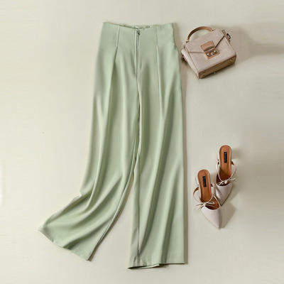 Long Pants Female Trousers Outwear Pure Color Stright Pants