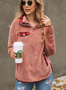 Leisure winter grid pocket fleece Coat 秋冬休闲纽扣卫衣外套