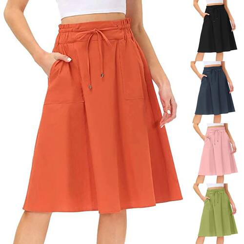 Women's medium length A-level pleated skirt 女士中长百褶短裙
