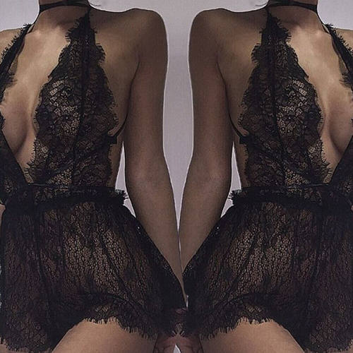 ing Babydoll ropa de dormir de encaje de Color puro exótico