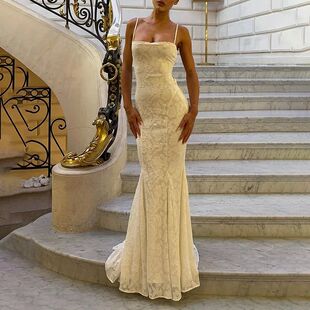 backless 修身 slimming and dress 显瘦露背绑带连衣裙女Slimming