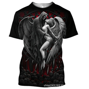 男3D印花短袖T恤个性时尚眼镜蛇图案圆领潮牌 Men's short sleeve