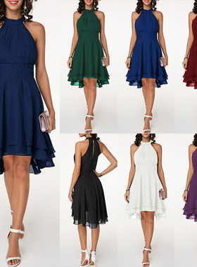 Backless dress ladiescasual sleeveless party dress无袖连衣裙