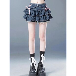 蝴蝶结短款百褶裙女 Bow high waisted tied short pleated skirt