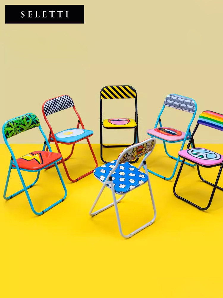 Seletti时尚家居创意个性化折叠椅现代简单餐椅靠背椅休闲椅