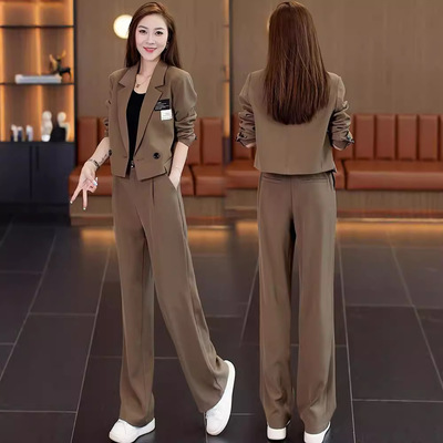 西装套装女2024秋季新款设计感干练气质休闲阔腿裤两件套职业