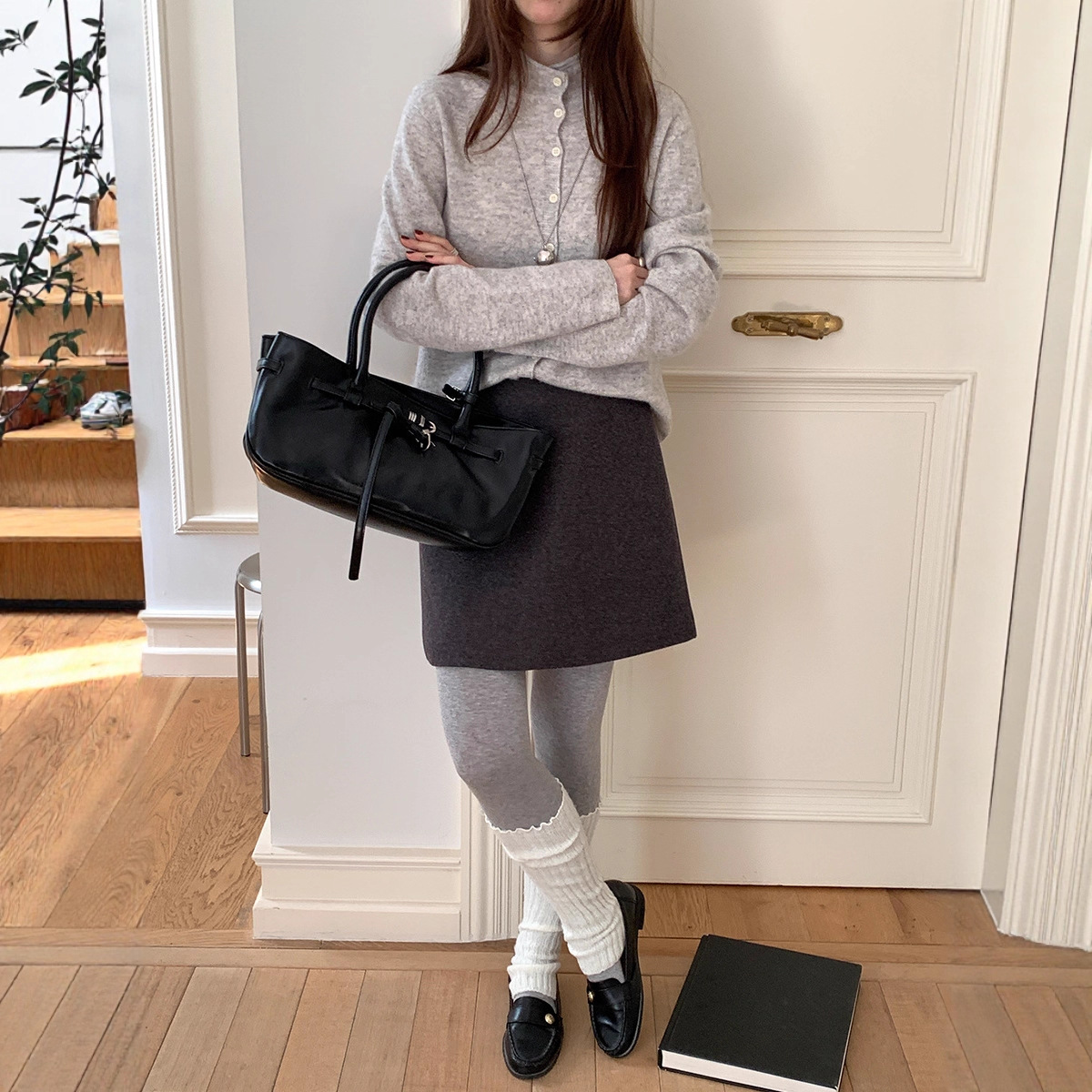 50羊毛呢子半身裙女2025新款冬季韩系风高腰显瘦遮胯a字短裙子