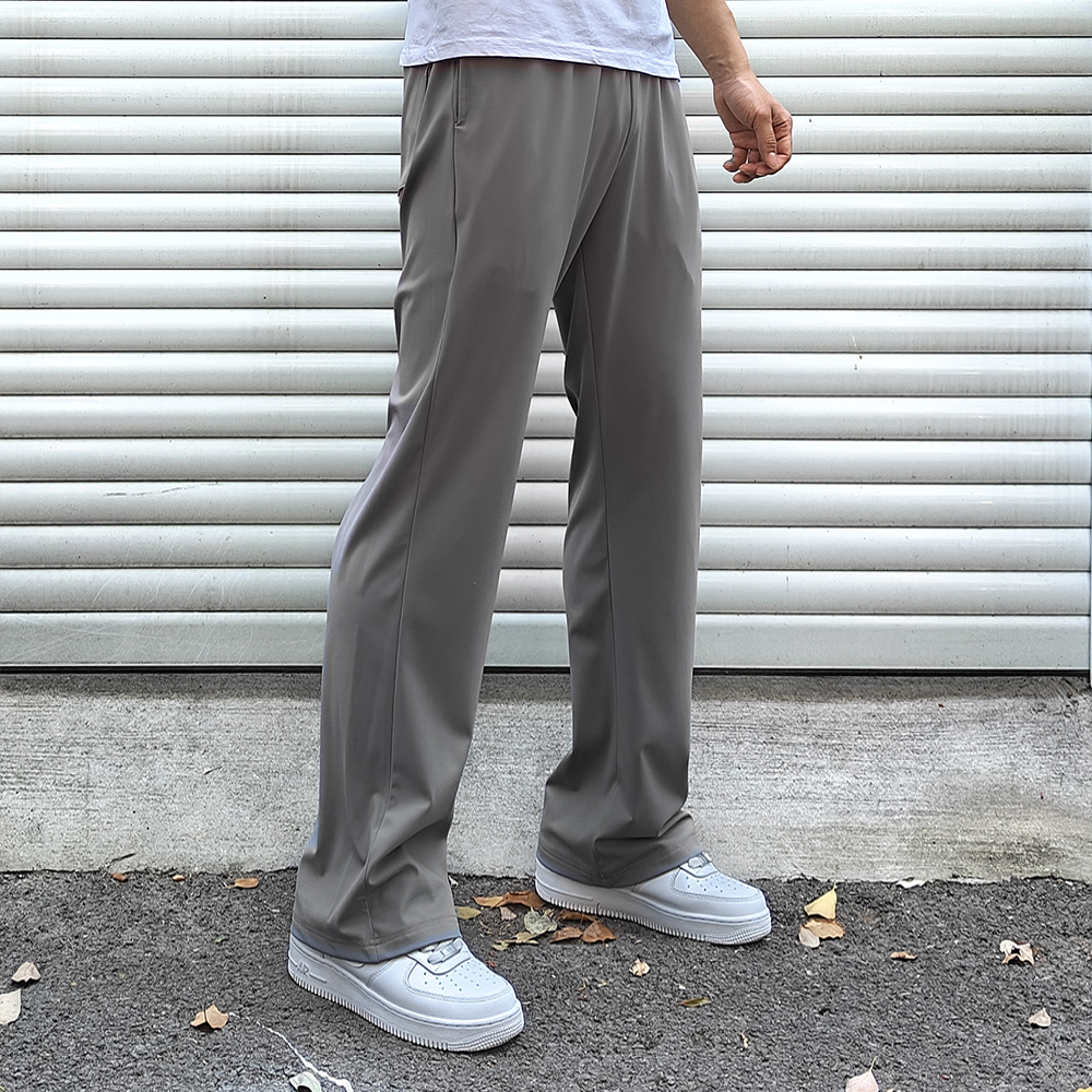 夏季垂感弯刀裤速干防晒高弹力健身休闲微喇直通凉感冰皮宽松长裤