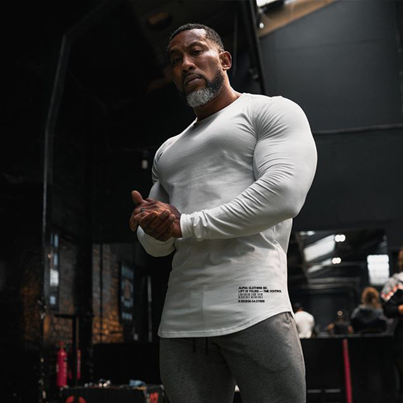 肌肉运动T恤男紧身衣跑步修身中长袖训练健身7七分袖上衣兄弟男士