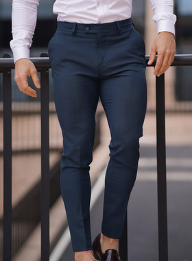 西裤男高级感正装小脚肌肉健身修身弹力西装裤休闲裤商务免烫直筒