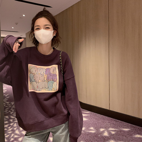 数码印花卫衣百搭女士春秋