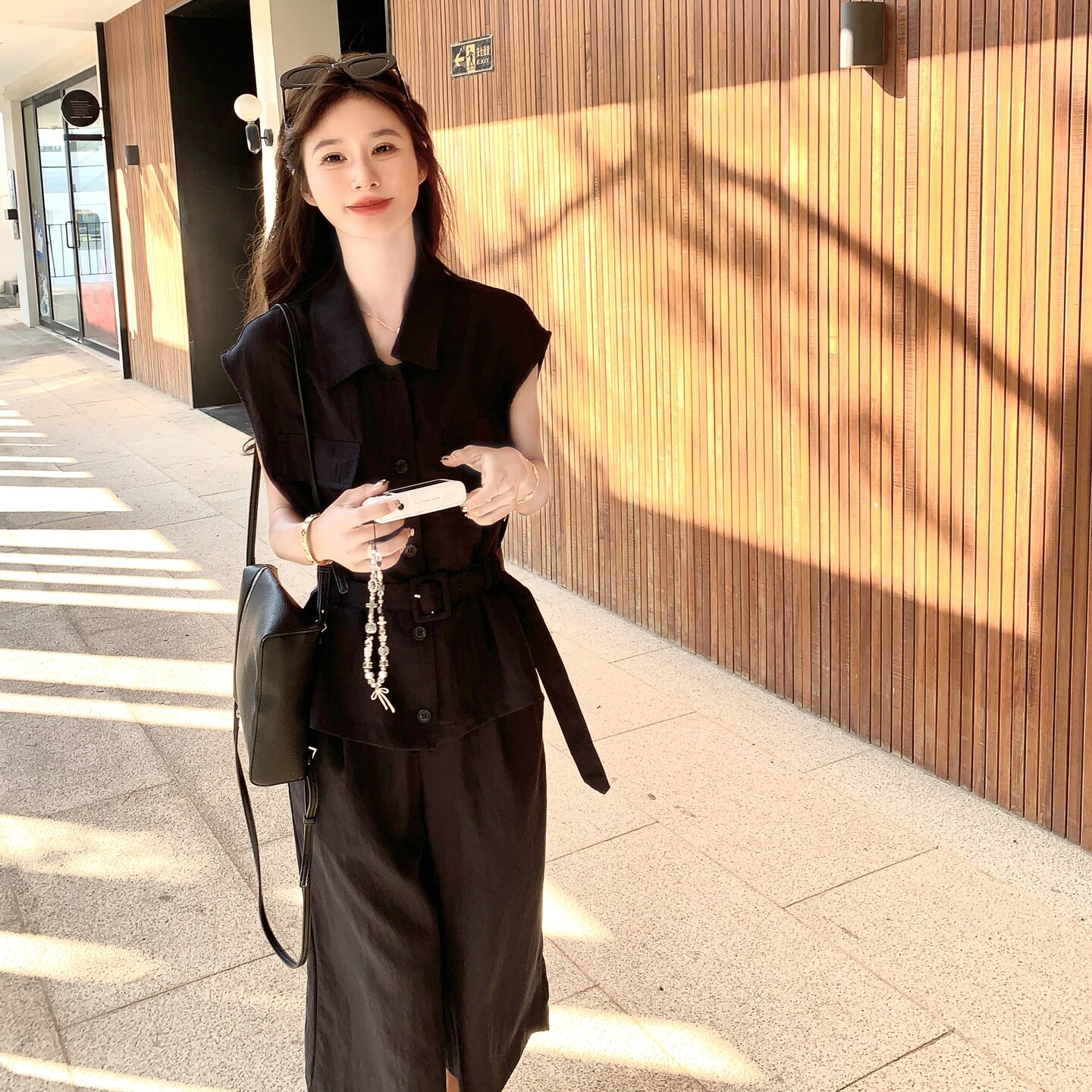 韩版工装收腰系带气质马甲套装女2025年夏季新款宽松休闲裤两件套,女装套装/套裙,浙宝136