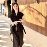 韩版工装收腰系带气质马甲套装女2025年夏季新款宽松休闲裤两件套，女装套装/套裙，浙宝136