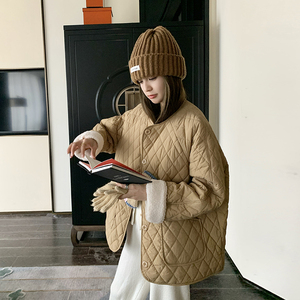 操作起来 现货136-8432-P155K228羊羔毛菱格棉衣图片