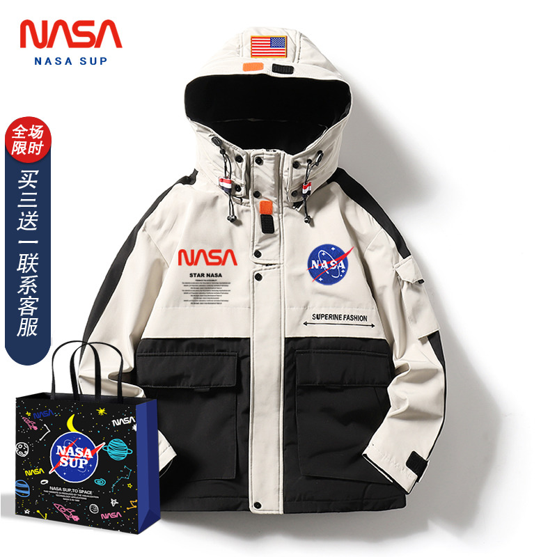 nasa旗舰店官网联名2021冬季新款工装棉衣男潮牌羽绒棉服情侣外套