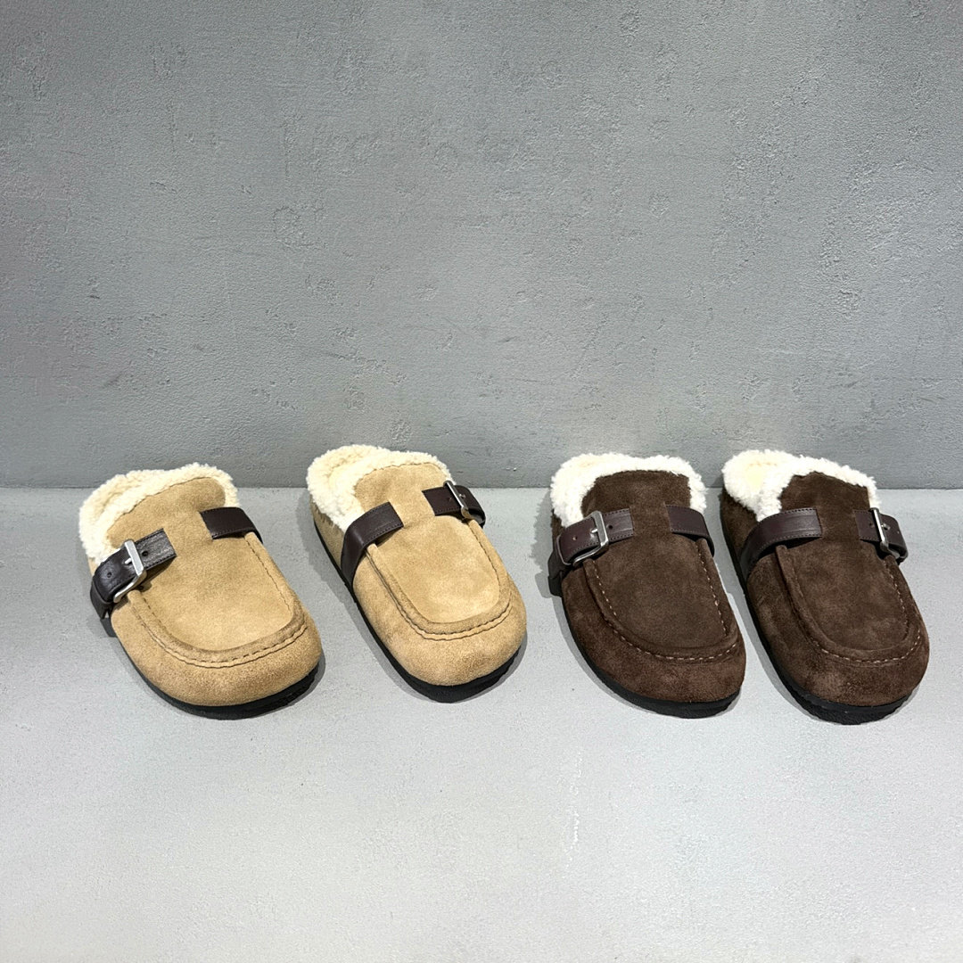 先峰名典牛皮包头半拖女鞋