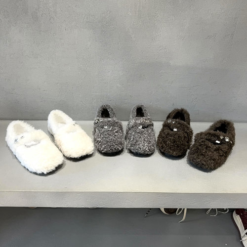 先锋名典加绒保暖一脚蹬玛丽珍鞋