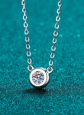 泡泡莫桑石铂金克拉链锁骨pt950情人节礼物分进口50项链吊坠18K1