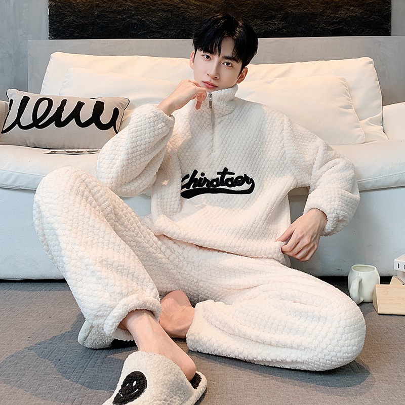 男士睡衣冬季2025新款半拉链法兰绒今年爆款高级感可外穿家居服潮