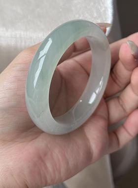 缅甸油青翡翠手镯糯冰种浅灰