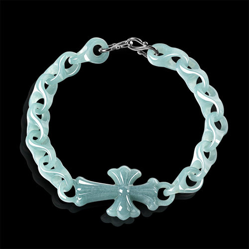 天然A货翡翠蓝水冰糯十字手链