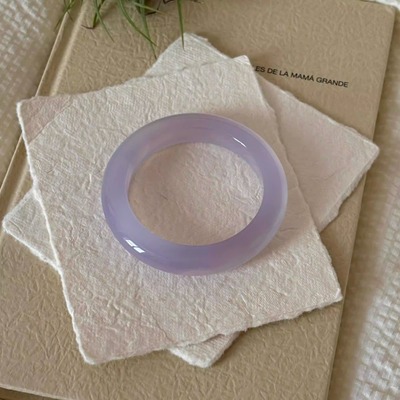 正品紫玉髓高冰透渐变紫手镯