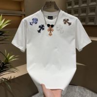 ZPK潮牌個性刺繡十字架短袖T恤