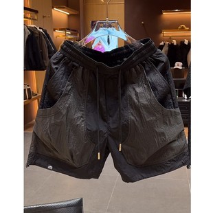 速干透气黑武士沙滩裤 纯色简约休闲短裤 男夏季 百搭五分裤 时尚 韩版