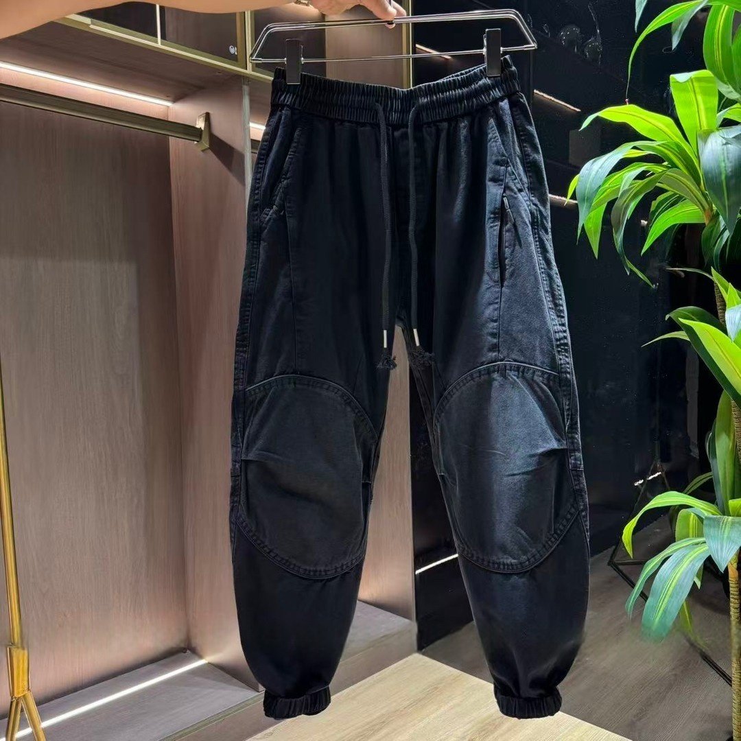 美式做旧设计痞帅工装休闲裤男士2025秋季潮流百搭抽绳束脚哈伦裤,男装,休闲裤,淘宝优惠券,粉丝福利购,淘宝优惠卷