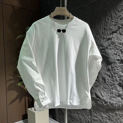 ZPK白色开衩纽扣袖口卫衣