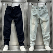 美式 百搭休闲九分裤 复古水洗磨白牛仔裤 男2025秋冬高街做旧直筒裤