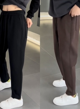 直筒裤子男士潮牌小脚运动卫裤2025新款秋冬加绒加厚休闲哈伦长裤