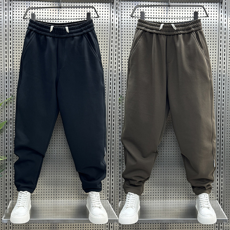 2024秋冬季加绒男士运动休闲裤纯色百搭小脚哈伦裤网红同款萝卜裤,男装,休闲裤,淘宝优惠券,粉丝福利购,淘宝优惠卷