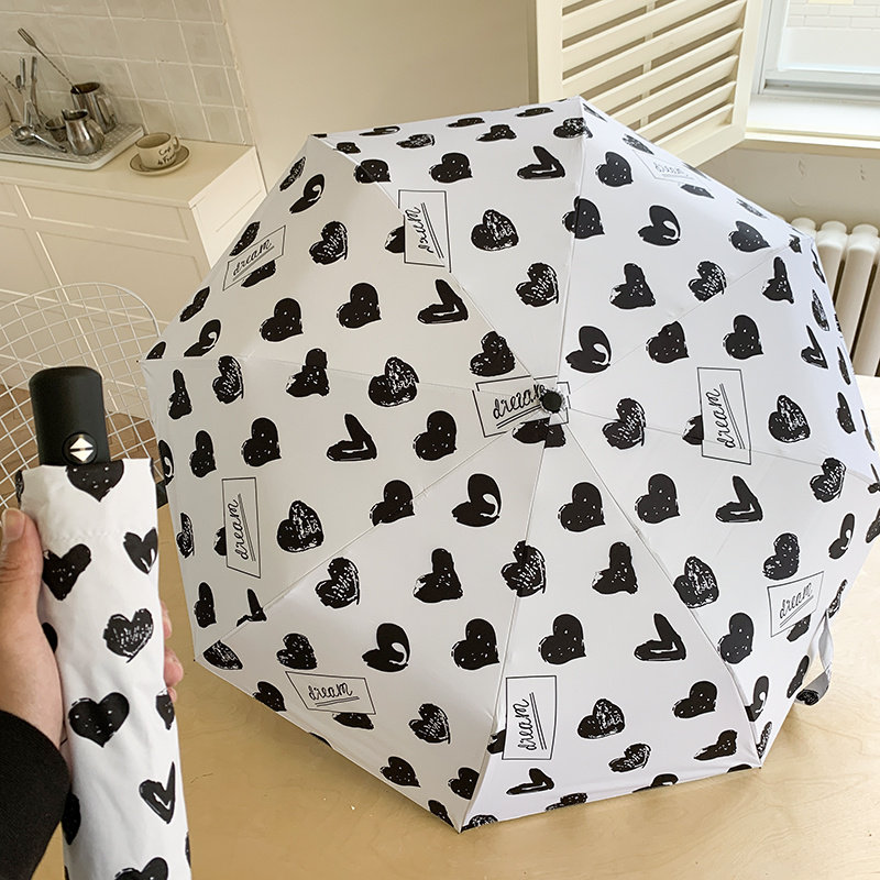 韩版爱心情侣雨伞女晴雨两用三折