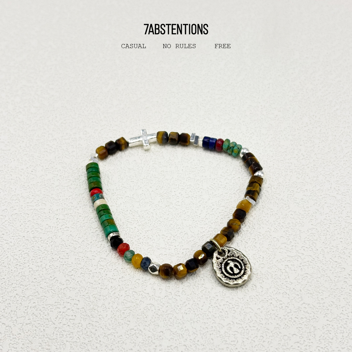 7ABSTENTIONS十字架银柄中性手链