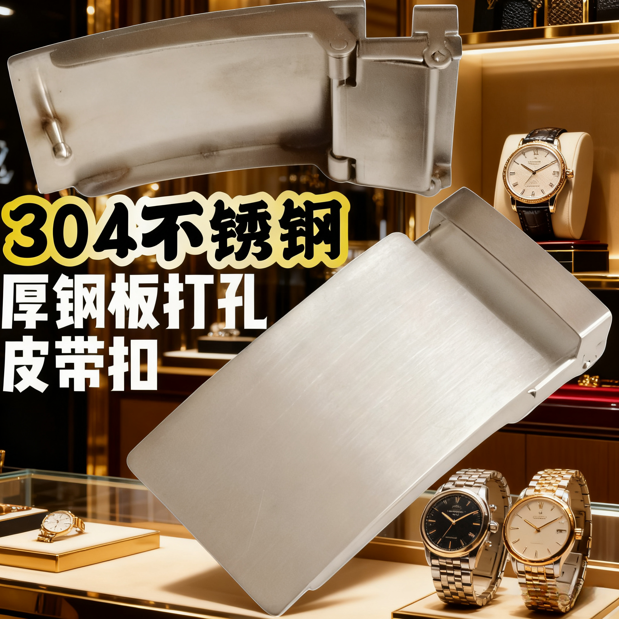 新款不锈钢皮带扣304男士打孔裤腰带扣头全钢扣子纯钢腰带配件