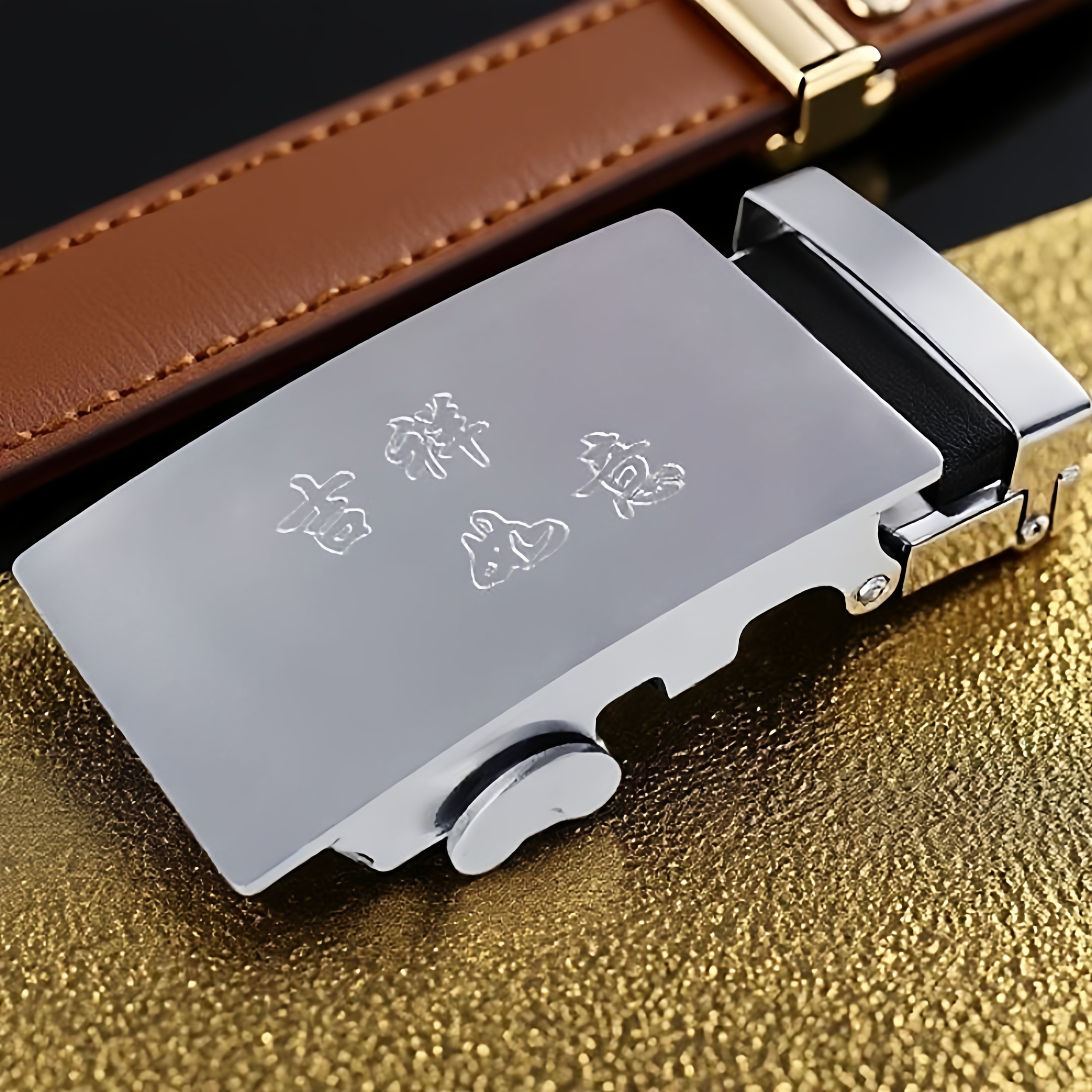 高档防生锈纯不锈钢商务皮带扣男士通用加厚个性自动扣头全钢正品