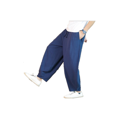 中国风加肥加大码棉麻休闲哈伦裤