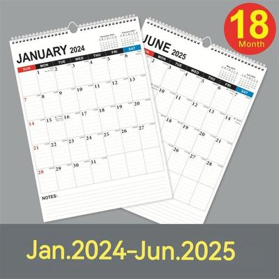 2024 English wall calendar monthly weekly planner agenda