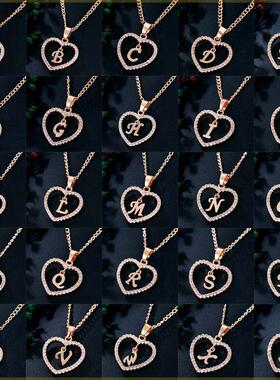 Womens Jewelry Name Initials Heart Pendant Necklace Letters