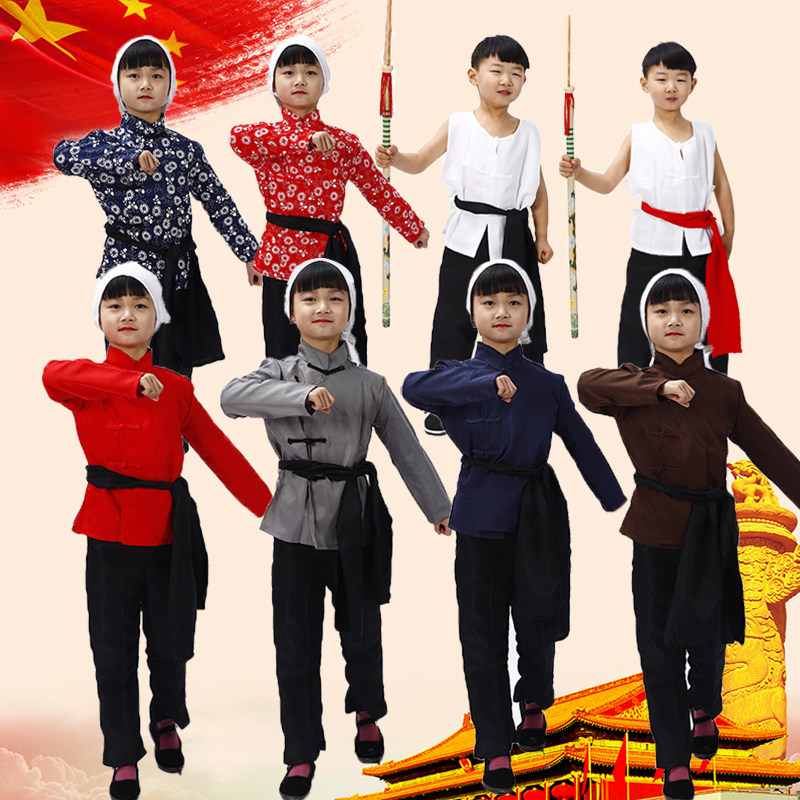 王二小游击队课本剧农民演出服饰