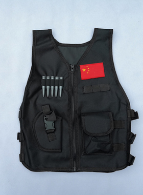 黑色儿童战术马甲男孩小战士作战cs对战背心户外野战防护装备道具