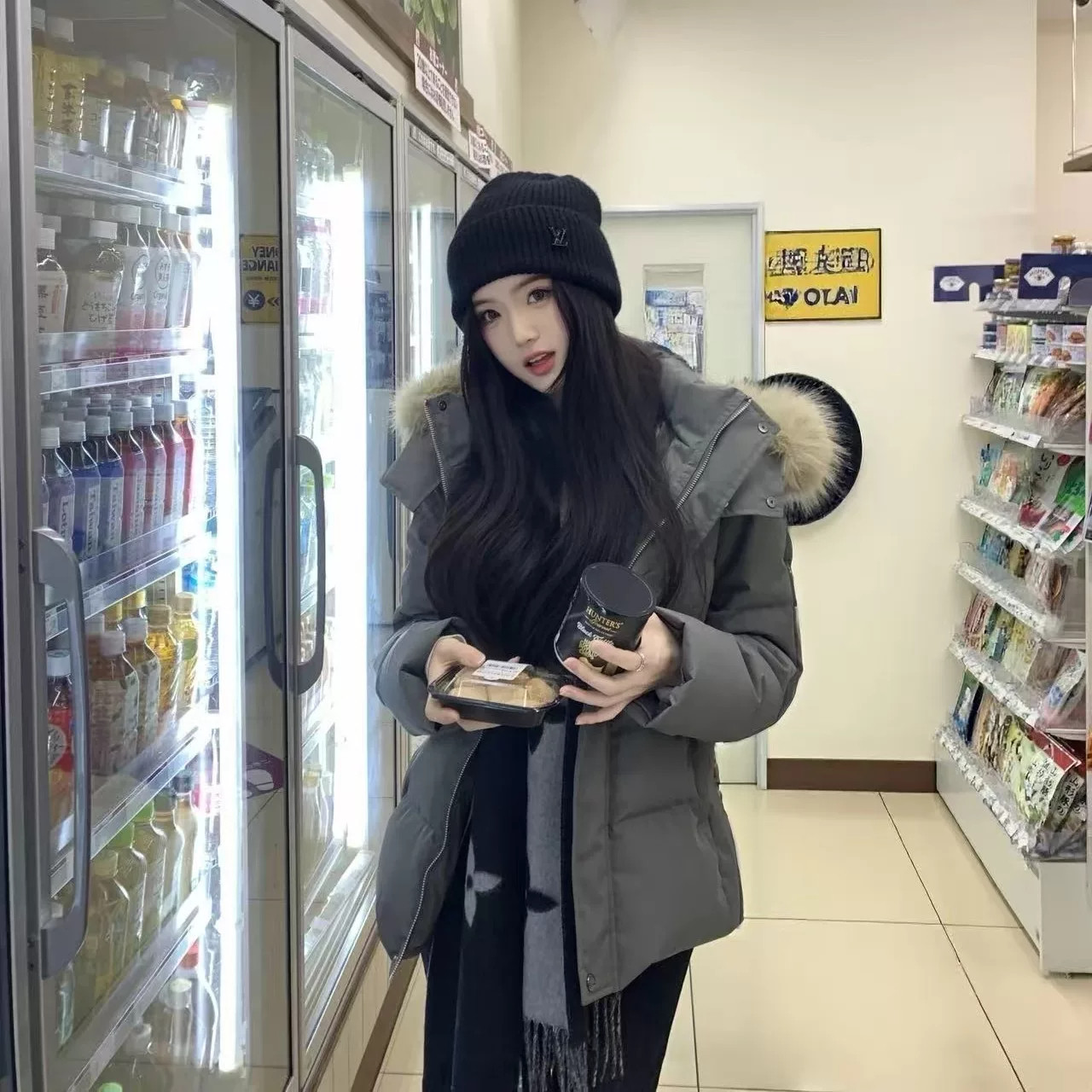 大毛领显瘦收腰羽绒棉服加厚外套
