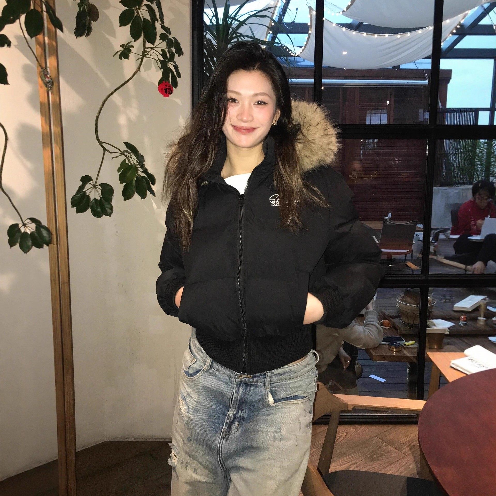 美式冬季短款毛领羽绒棉服女2025新款收腰显瘦高级感棉衣棉袄外套