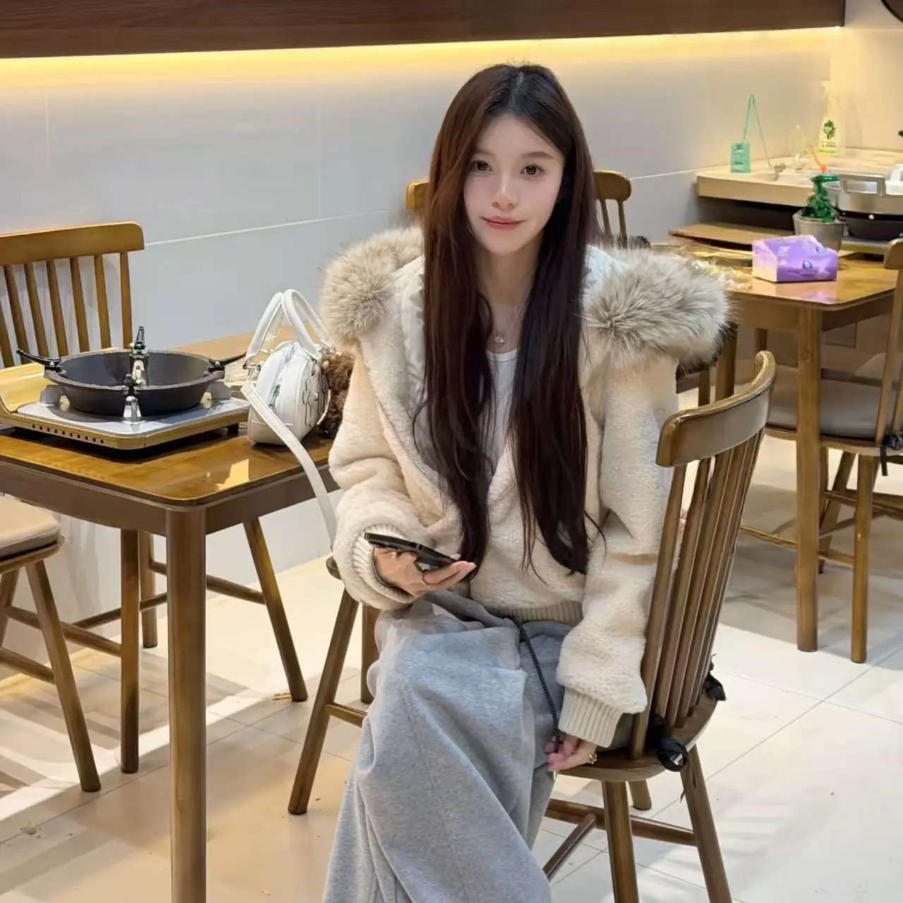 羊羔毛棉服女加厚毛绒仿皮草外套