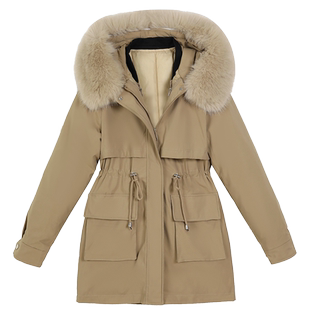 皮草派克服女2025年新款爆款秋冬季可拆卸加厚羽绒棉服小个子外套