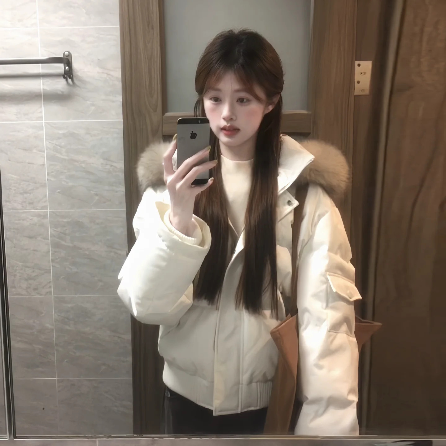 大毛领棉服女短款加厚外套