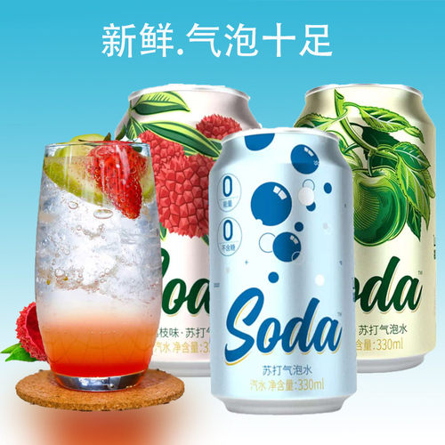 名仁苏打水气泡便携罐装无糖饮料