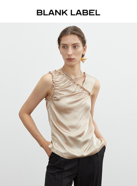 BLANK LABEL法式极简Acetate醋酸经典设计感不对称肩带背心女夏季
